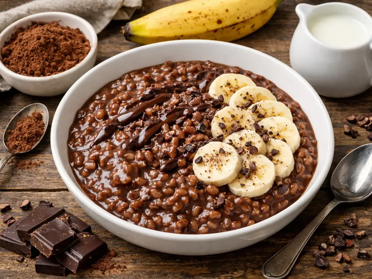 Cocoa Rice Porridge with Banana