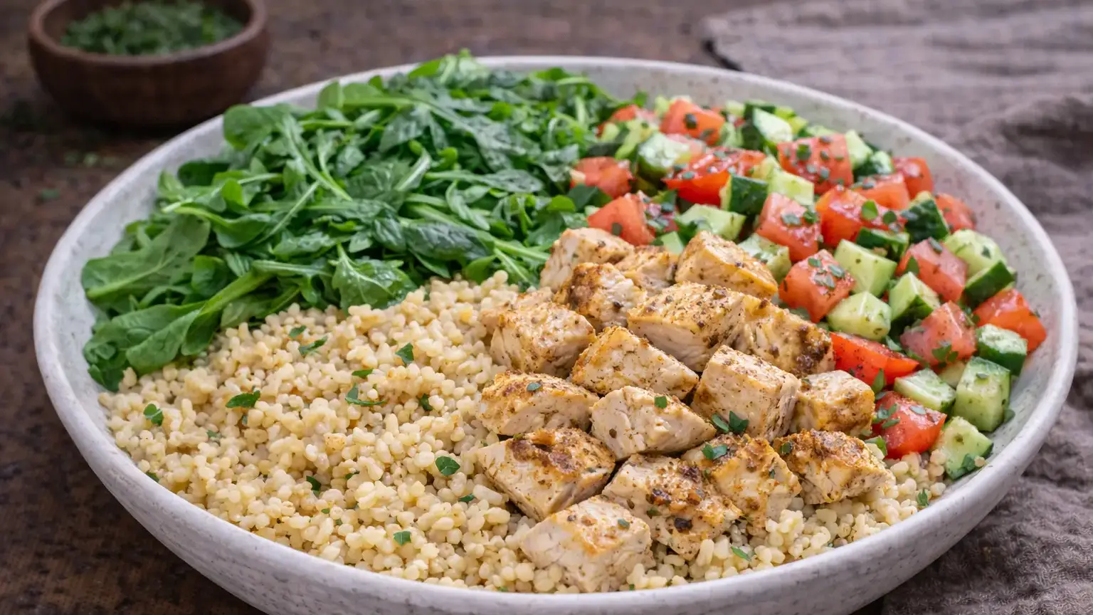 Sałatka z indykiem i kaszą bulgur