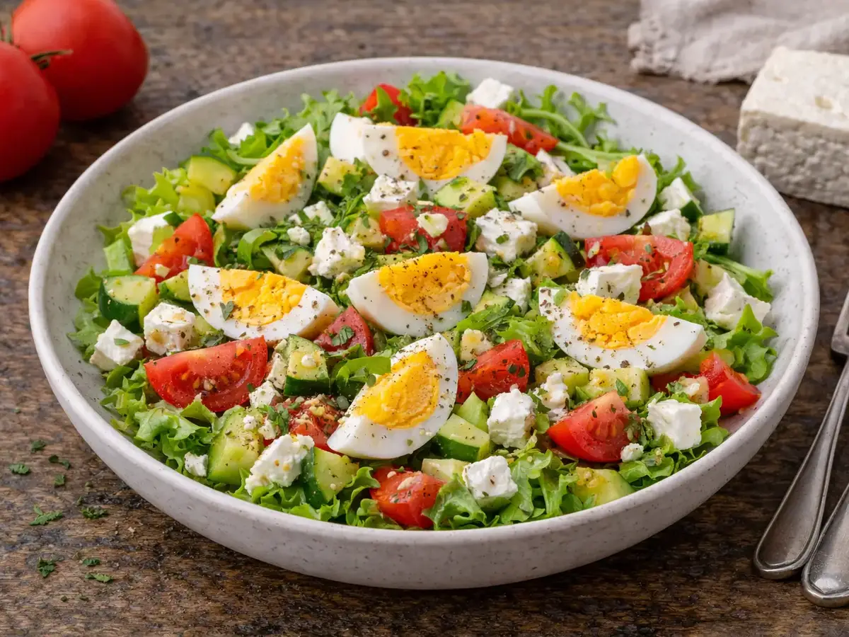 Breakfast Salad with Egg and Feta