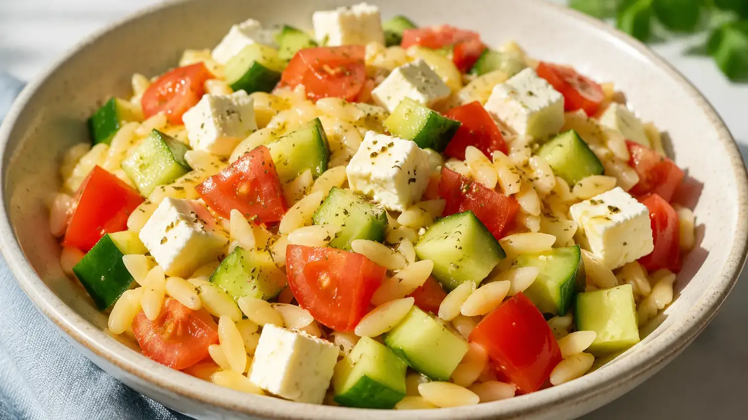 Sałatka z makaronem orzo i fetą
