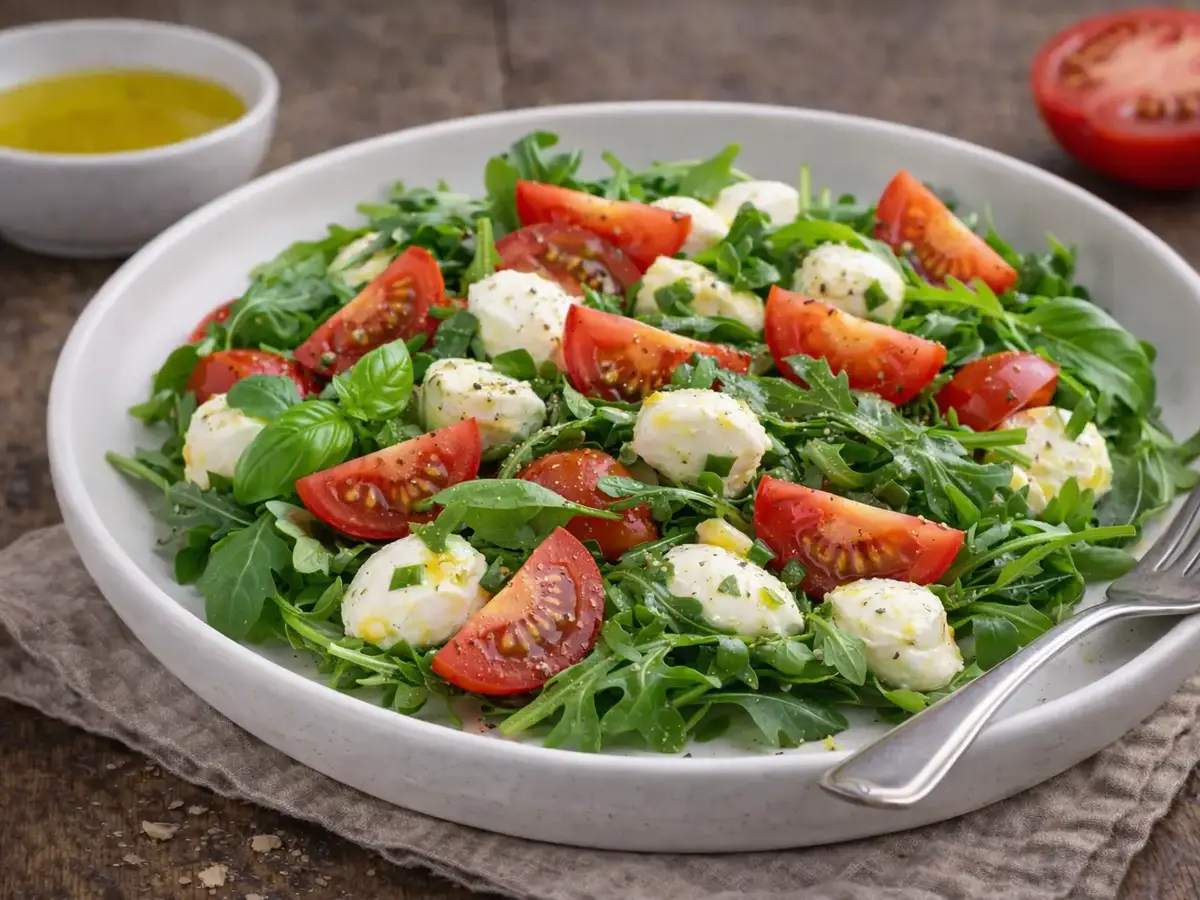 Breakfast Salad with Mozzarella and Tomato