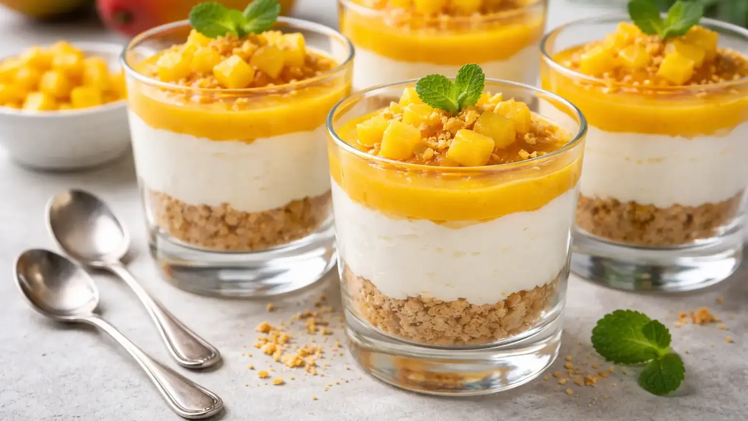 Serniczki w pucharkach z mango