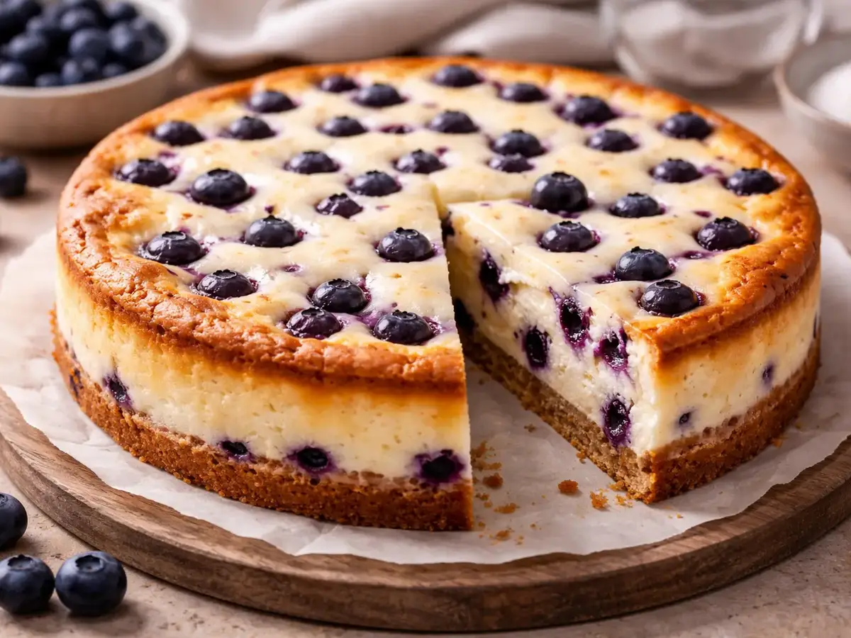 Baked Blueberry Sernik (Polish Cheesecake)