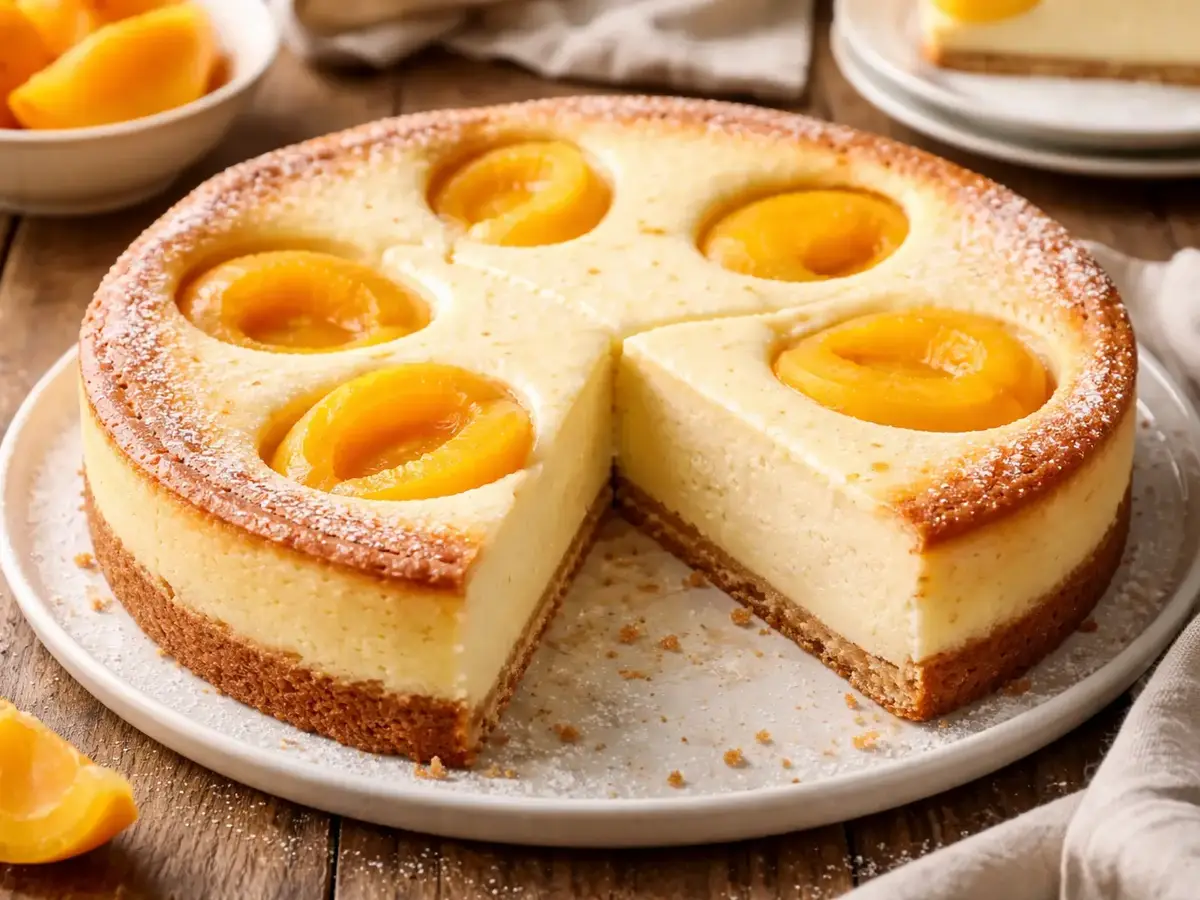 Baked Peach Sernik (Polish Cheesecake)