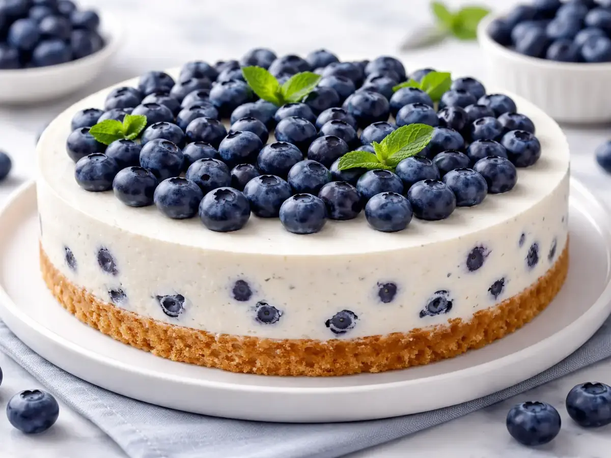 No-Bake Blueberry Sernik (Polish Cheesecake)