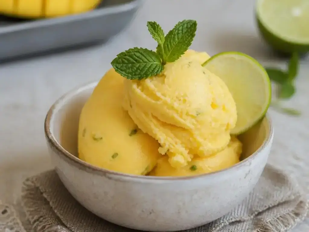 Sorbet mango-limonkowy z miętą