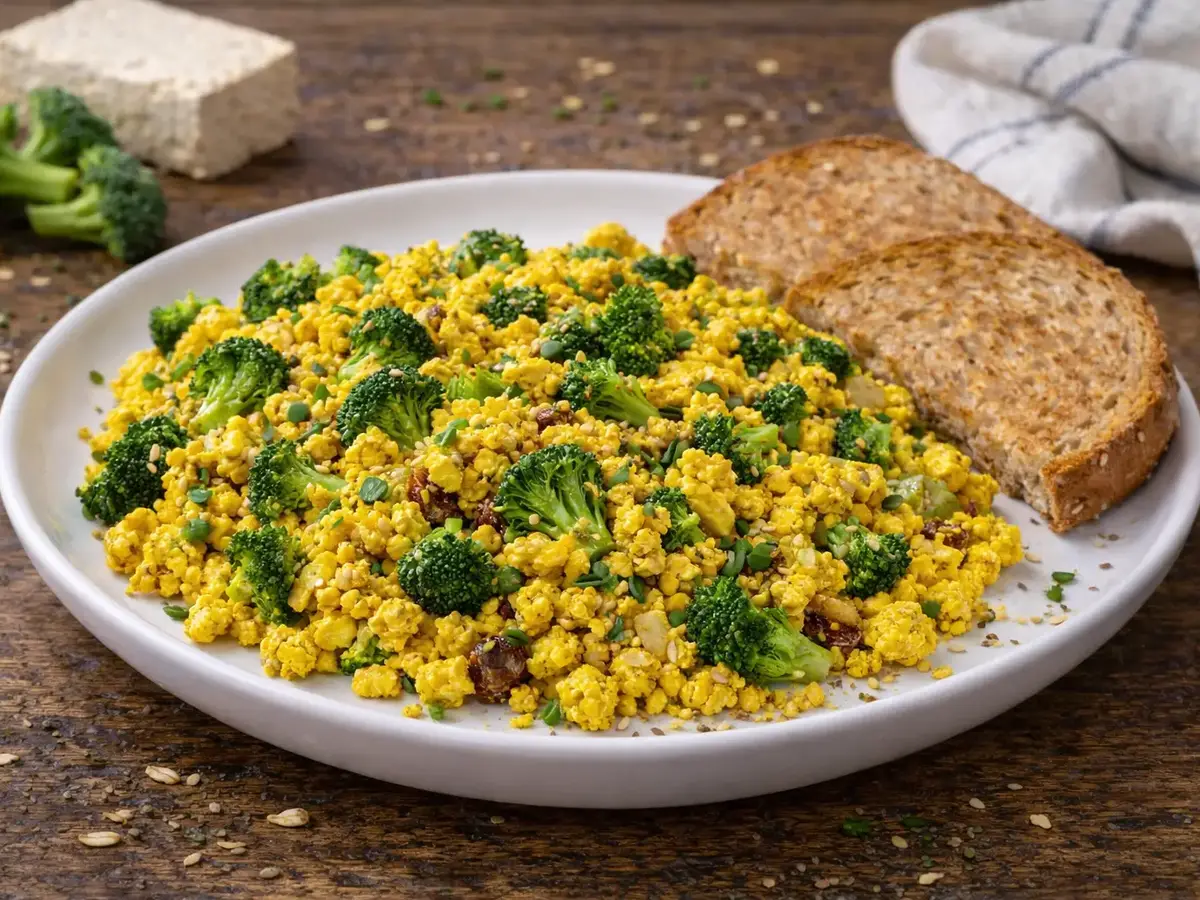 Tofu Scramble with Broccoli and Sesame