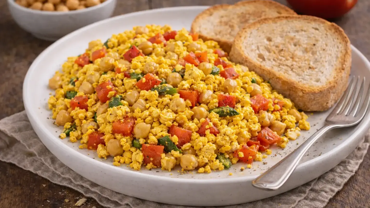 Tofu scramble z ciecierzycą i pomidorem