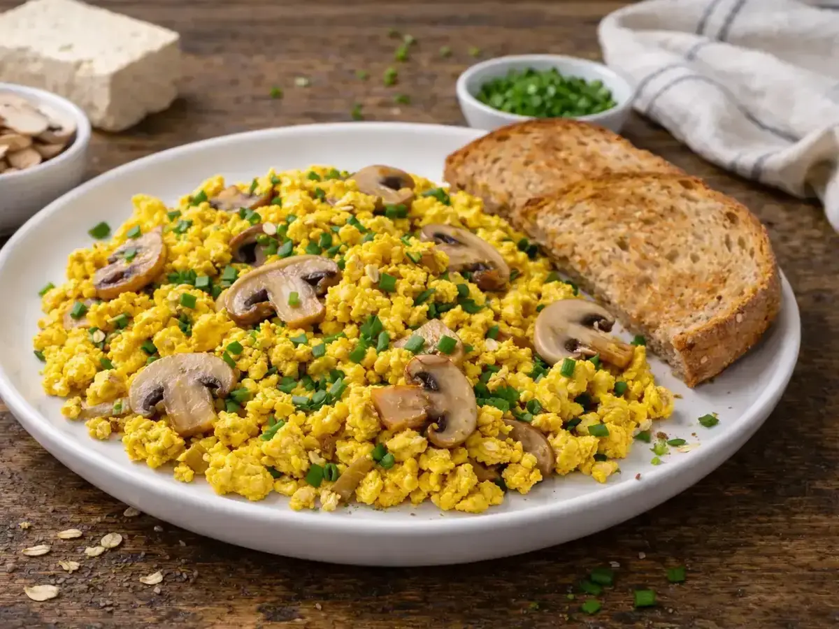 Mushroom and Chive Tofu Scramble