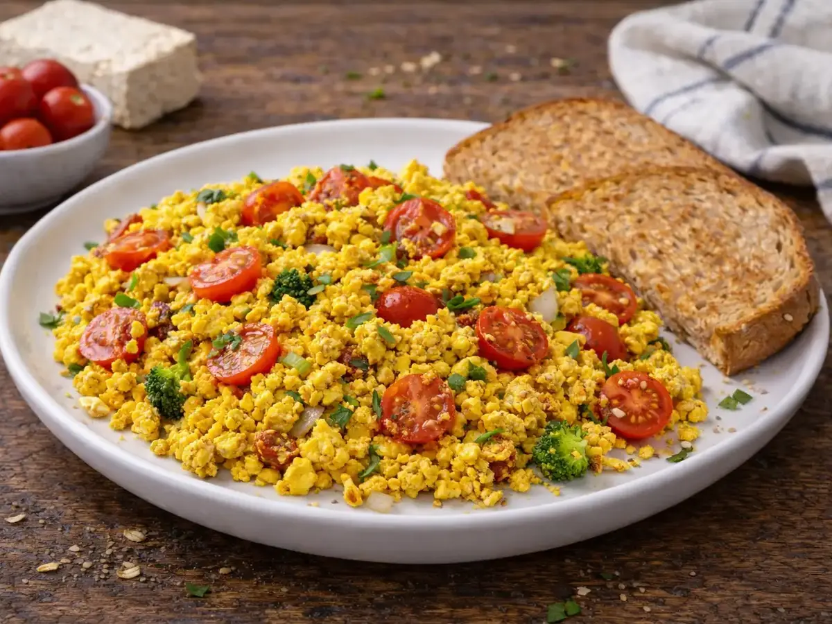 Tofu Scramble with Cherry Tomatoes