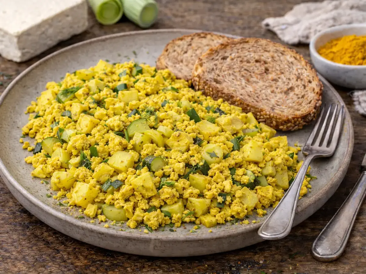 Tofu Scramble with Leek and Potatoes