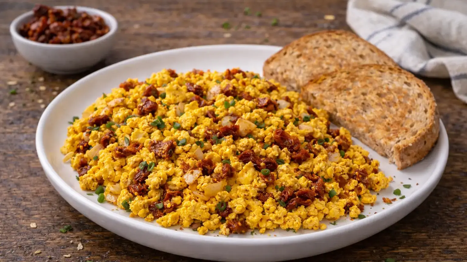 Tofu scramble z suszonymi pomidorami