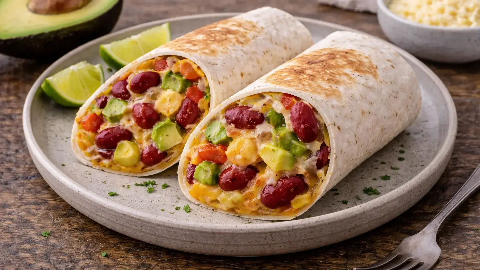 Śniadaniowa tortilla z fasolą i serem