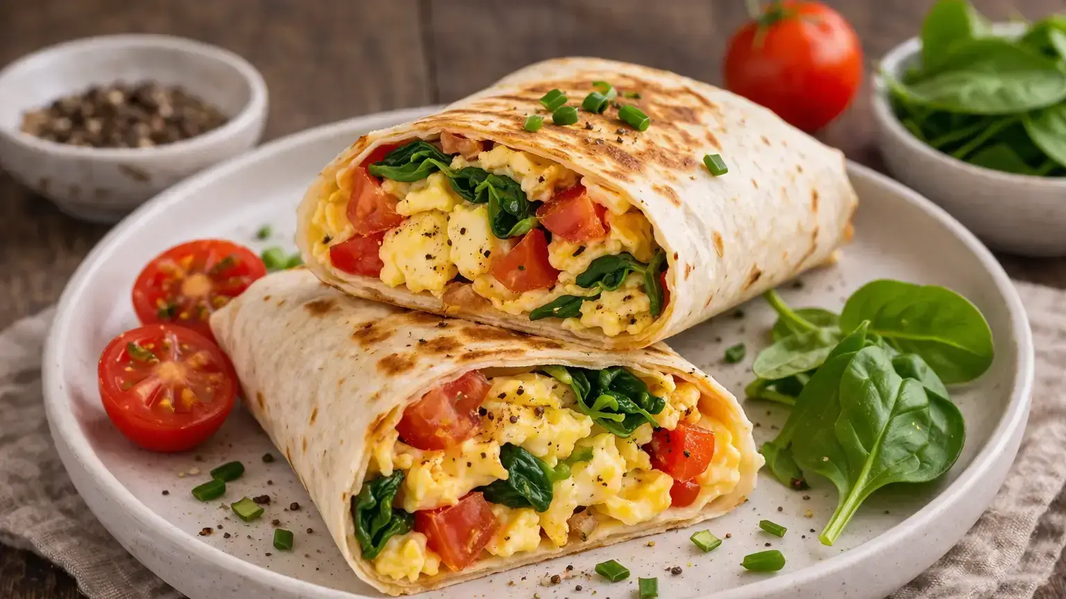 Śniadaniowa tortilla z jajecznicą