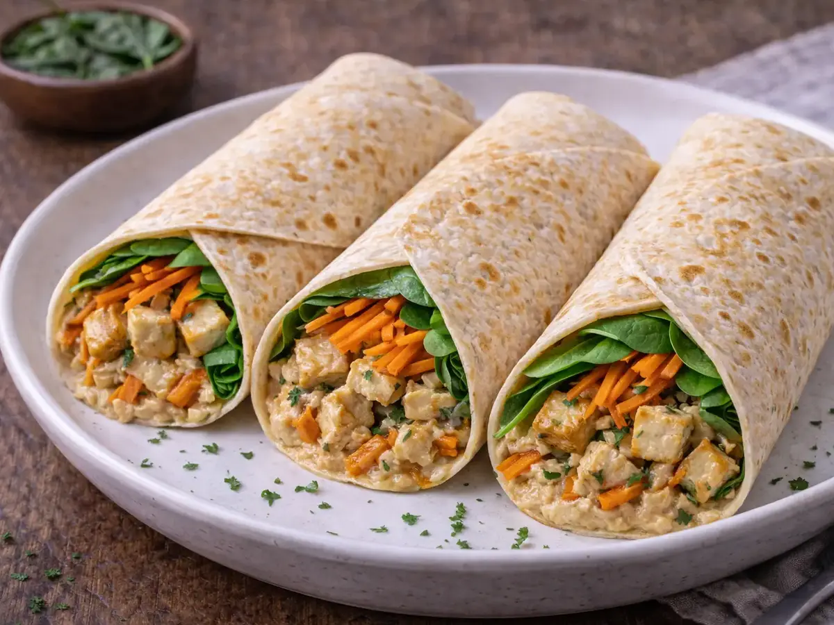 Tofu and Hummus Tortilla Wraps