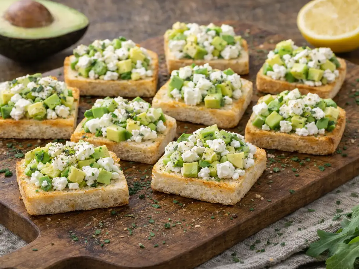 Mini Avocado and Feta Toasts