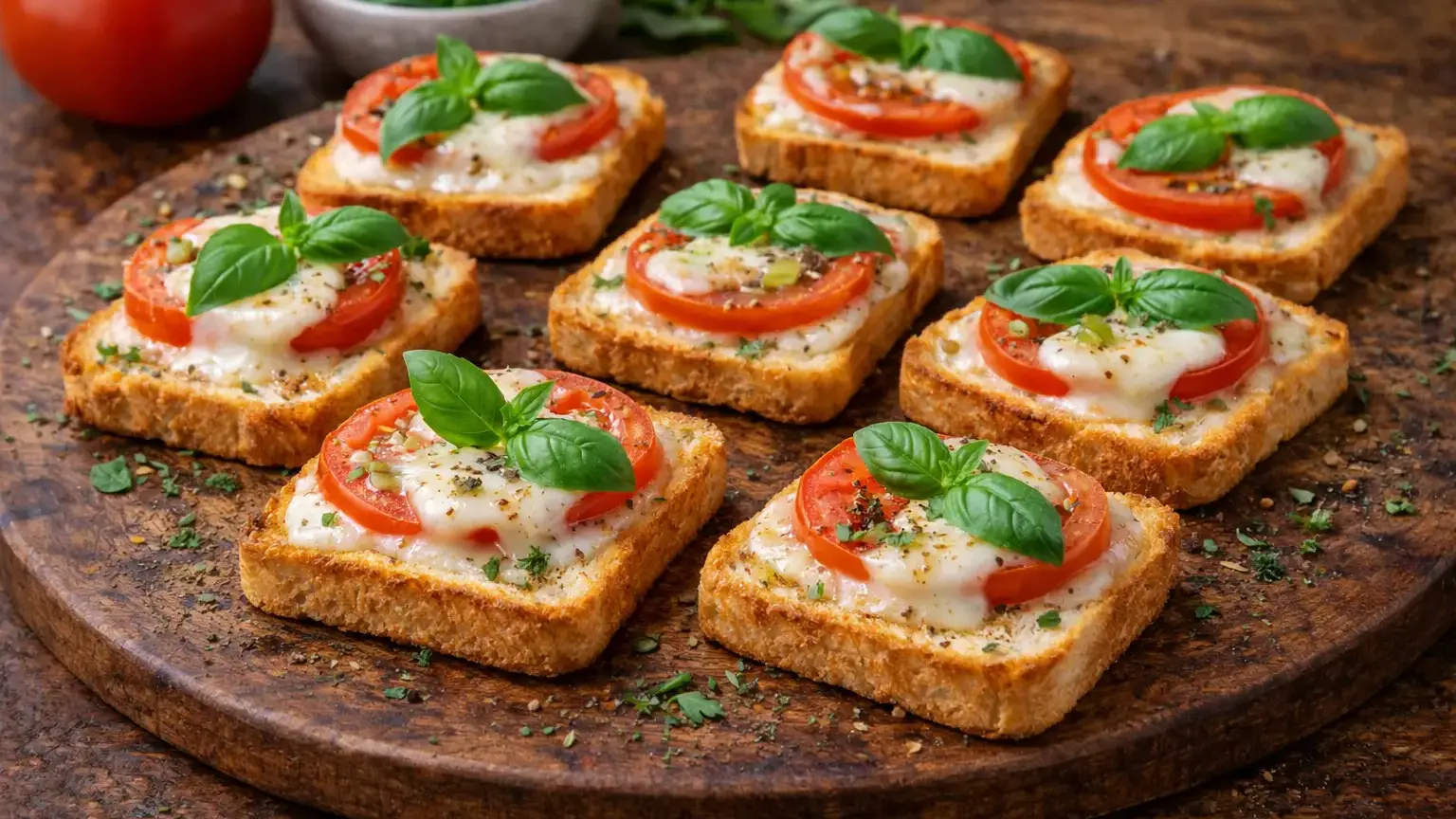 Mini tosty z mozzarellą i pomidorem