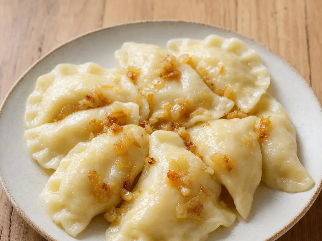 Tradycyjne domowe pierogi ruskie z ziemniakami i twarogiem