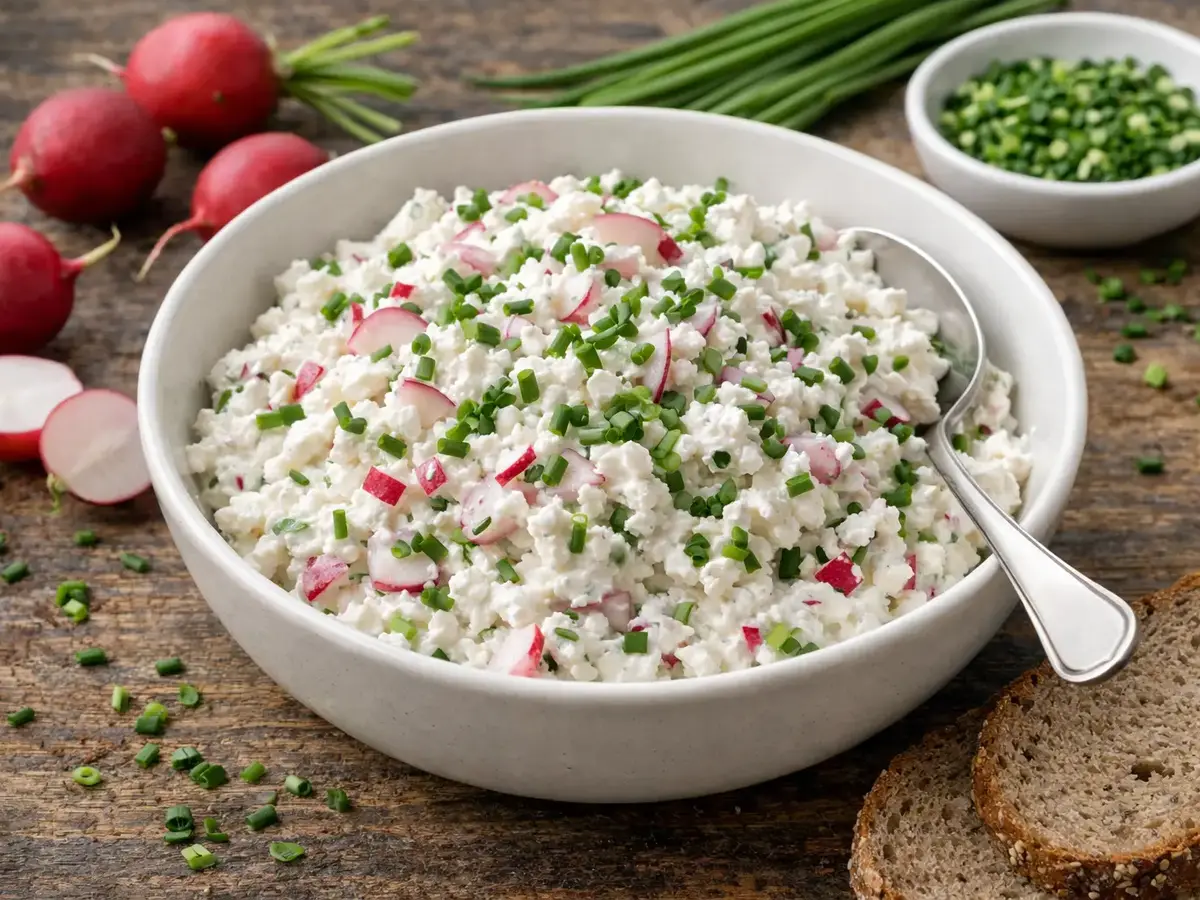 Breakfast Twaróg Spread with Radishes and Chives
