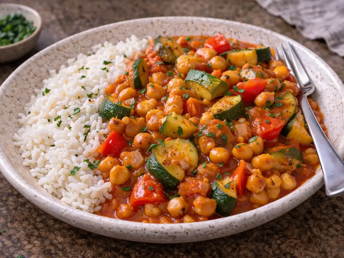Vegetables in Tomato Sauce with Chickpeas