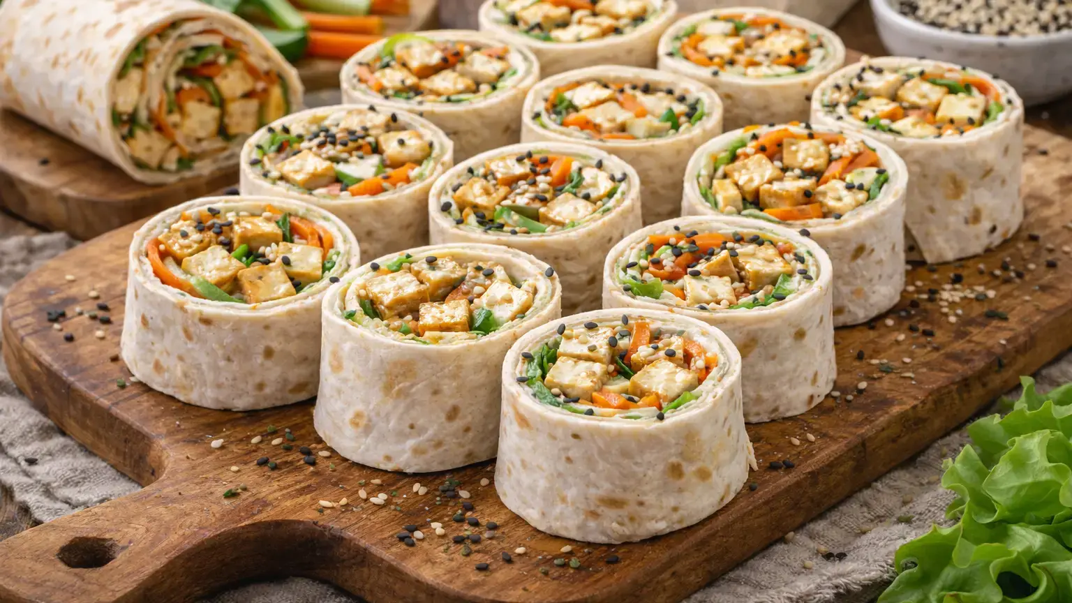 Wrapy z tofu i sezamem