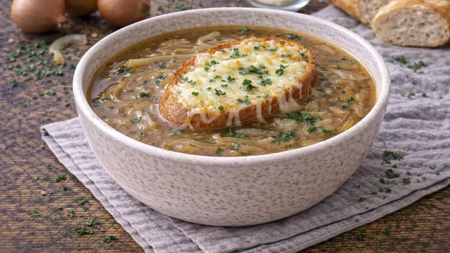 Zupa cebulowa z grzanką
