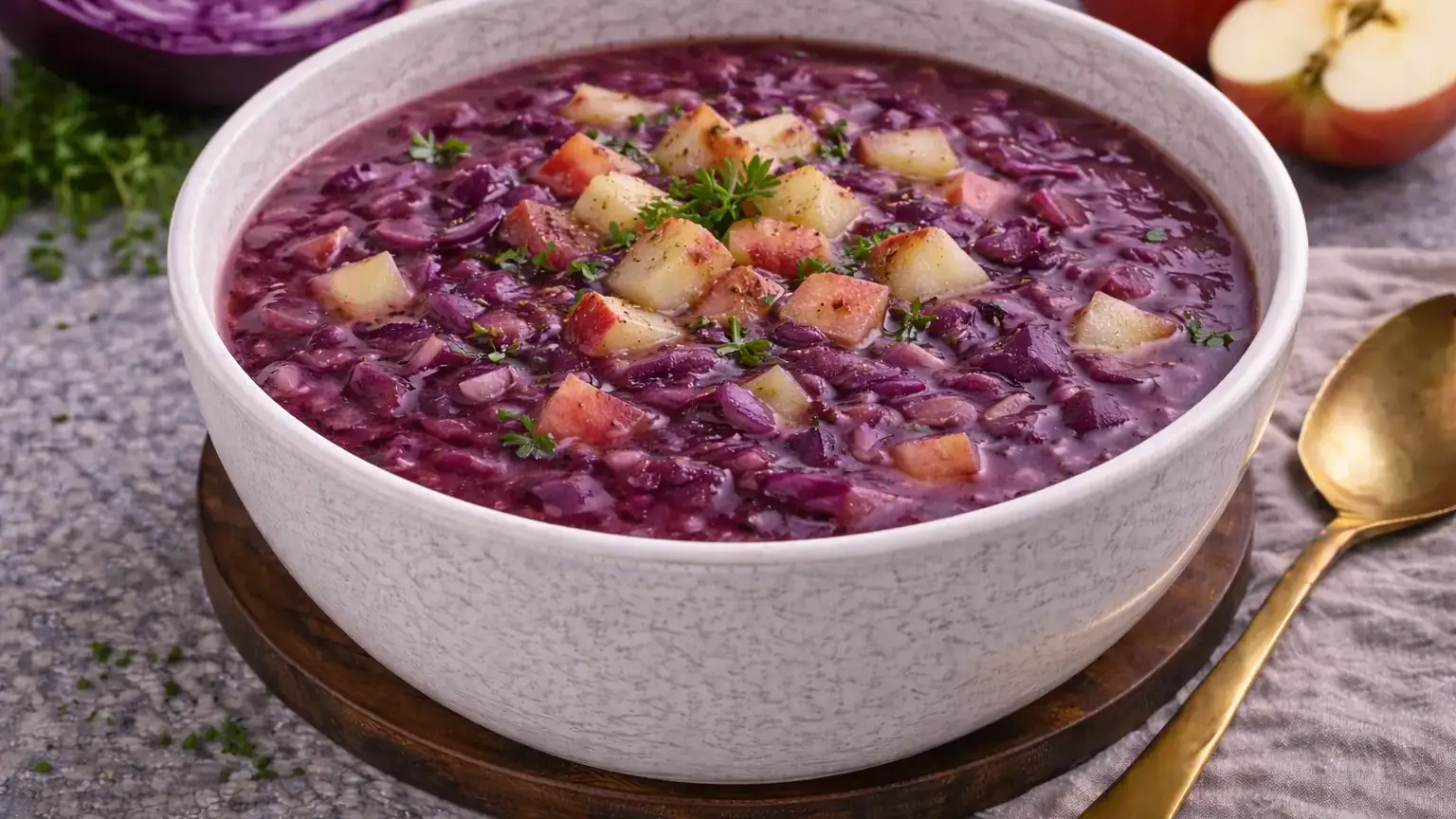 Zupa z czerwonej kapusty i jabłka