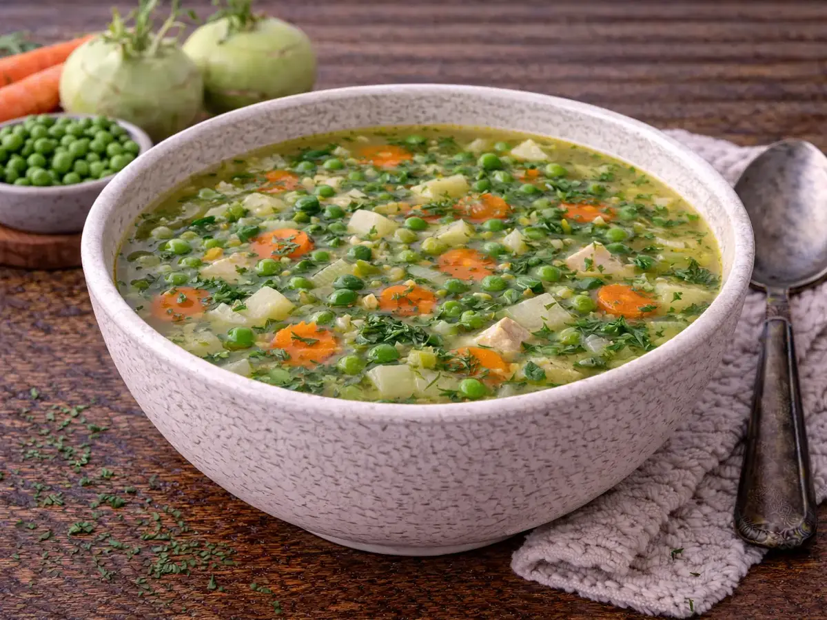 Kohlrabi and Pea Soup