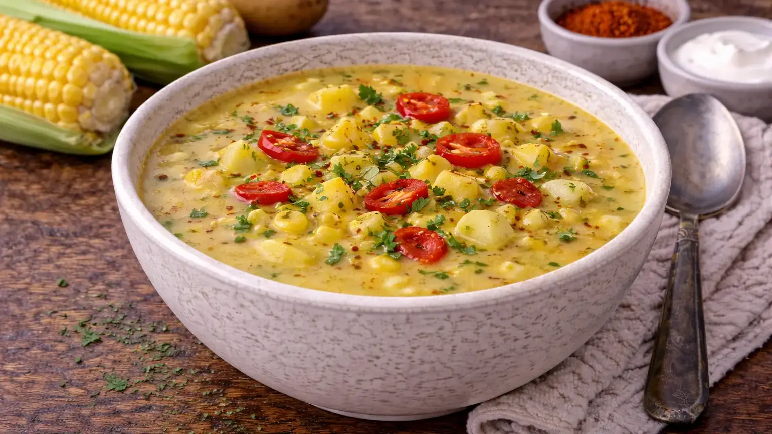 Zupa z kukurydzy z chili