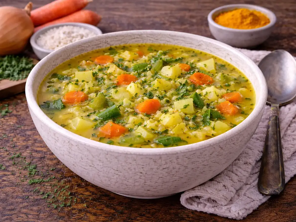 Turmeric Vegetable Soup with Rice
