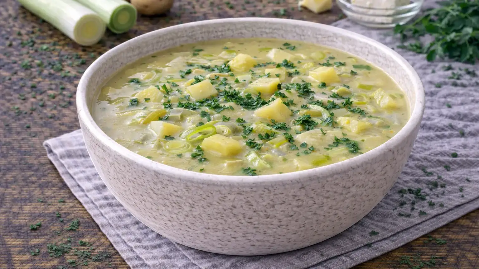 Zupa porowo-serowa z ziemniakami