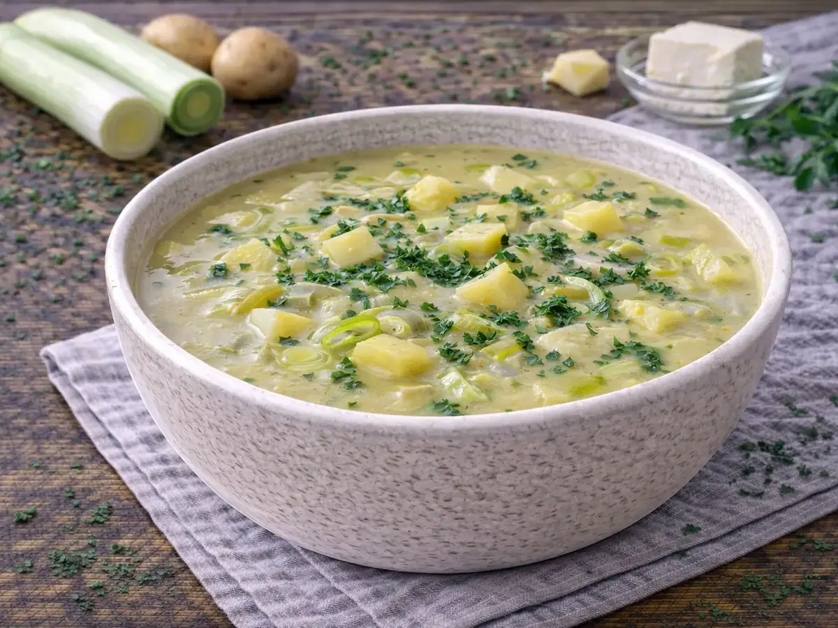 Creamy Leek, Potato, and Cheese Soup