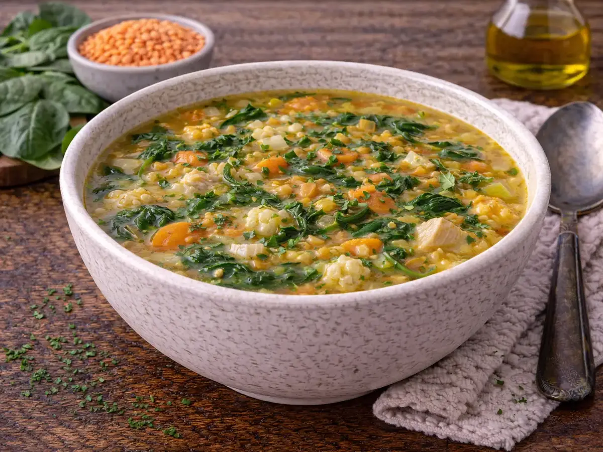 Red Lentil and Spinach Soup