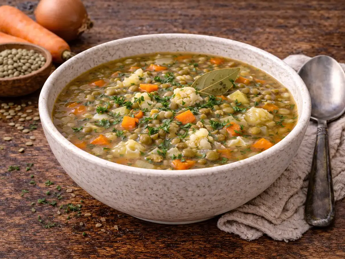 Green Lentil Soup with Vegetables