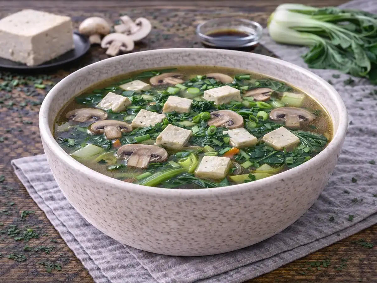 Tofu, Mushroom, and Bok Choy Soup